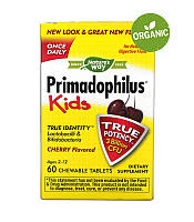 Nature's Way, Primadophilus, Пробиотики для детей, 3 млрд КОЕ, вишня, 60 жевательных таблеток