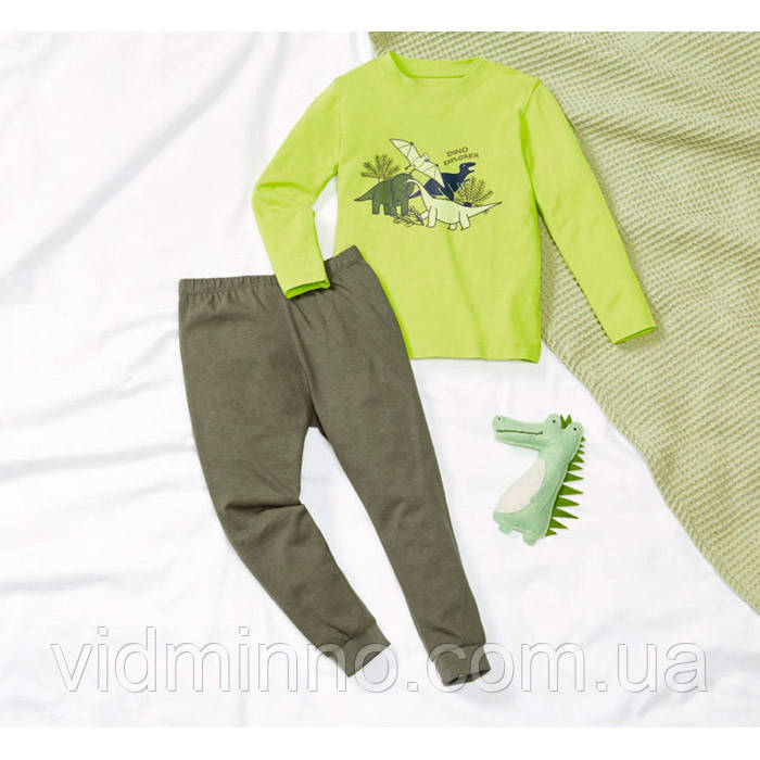 Трикотажна піжама Lupilu на хлопчика р.86-92 - 12-24 місяці, кофта + штани, динозаври, фото 1