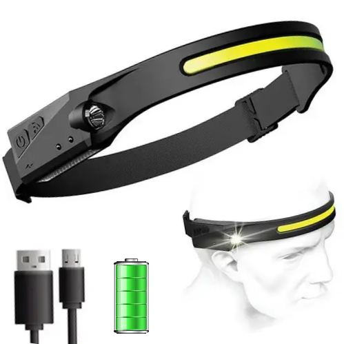 Ліхтар налобний акумуляторний з usb зарядкою ліхтарик на голову з датчиком руху, потужний ліхтар на голову, фото 1