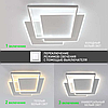 Керована світлодіодна LED люстра Esllse VEGA triple 80W 3S 65Вт ON/OFF "три квадрати" біла 470х470х62мм WHITE/WHITE 220В IP20, фото 3
