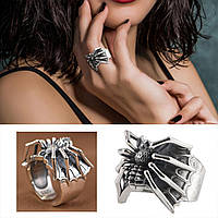 Шикарное женское кольцо роскошный Паук Черная Вдова перстень в виде паука размер регулируемый