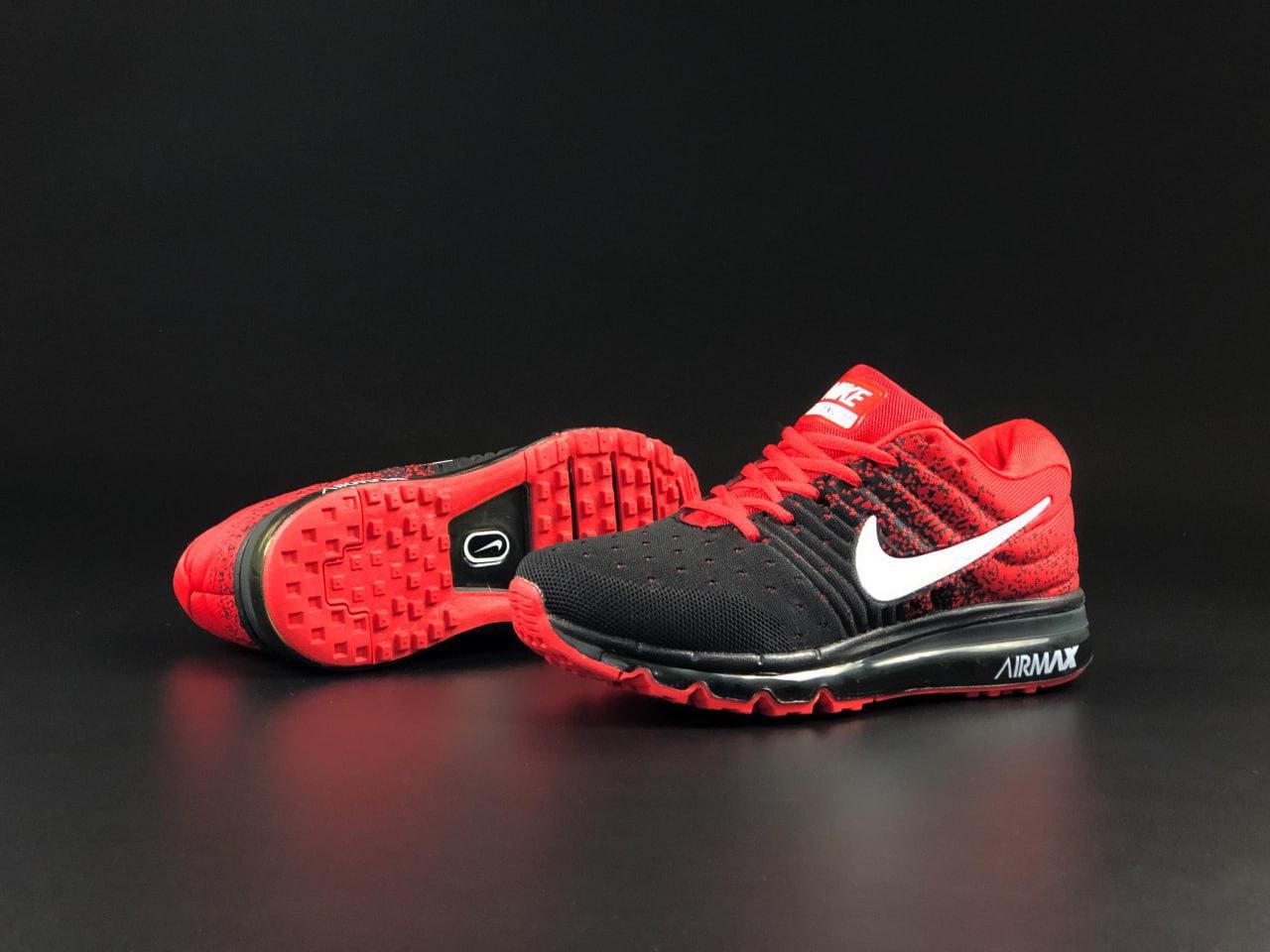 Кросівки Nike Air Max 2017 Найк Аїр 2017 чорно-червоні модні бігові кросівки текстиль