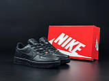 Кросівки чоловічі Nike Air Force Найк Аїр Форс чорні модні бігові кросівки шкіра, фото 2