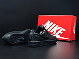 Кросівки чоловічі Nike Air Force Найк Аїр Форс чорні модні бігові кросівки шкіра, фото 4
