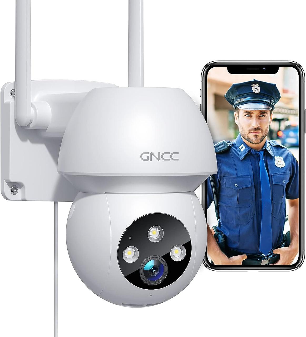 Камера відеоспостереження GNCC 2.4G WiFi, 360 ° PTZ для домашньої безпеки, внутрішня, зовнішня камера