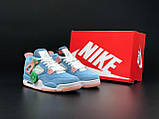 Кросівки Nike Air Jordan 4 Retro Найк Еїр Джордан стильні, повсякденні гарні, блакитні замшеві, фото 3