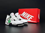 Кросівки Nike Air Jordan 4 Retro Найк Еїр Джордан стильні, повсякденні гарні, біло-сірі шкіряні, фото 3