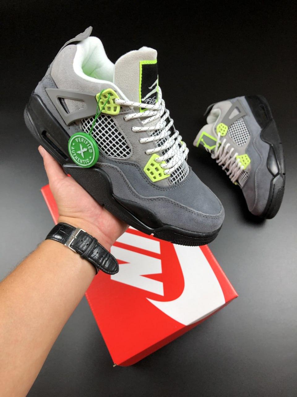 Кросівки Nike Air Jordan 4 Retro Найк Еїр Джордан стильні, повсякденні гарні, сірі замшеві