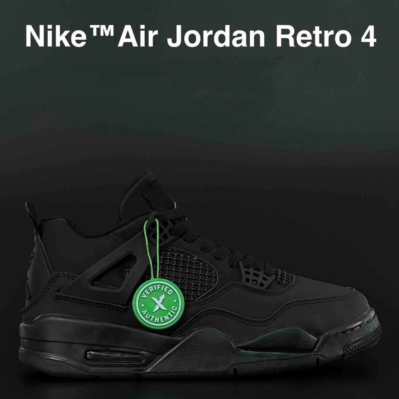 Кросівки Nike Air Jordan 4 Retro Найк Еїр Джордан стильні, повсякденні гарні, чорні шкіра нубук