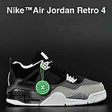 Кросівки Nike Air Jordan 4 Retro Найк Еїр Джордан стильні, повсякденні гарні, чорно-сірі шкіра, фото 6