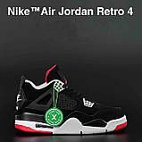 Кросівки Nike Air Jordan 4 Retro Найк Еїр Джордан стильні, повсякденні гарні, чорно-червоні шкіра нубук, фото 6