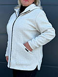 Куртка жіноча весна осінь шерсть букле с капюшоном большие размеры, фото 5
