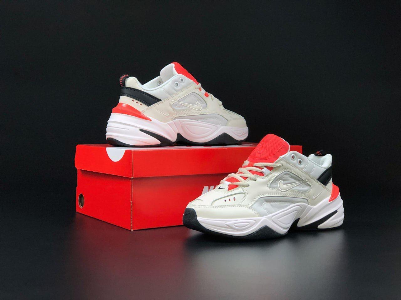Кросівки Nike M2k Tekno Найк м2 текностильні, повсякденні гарні, бежеві з жовтогарячим шкіра