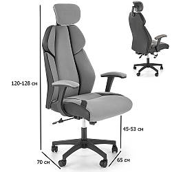 Сіро-чорне комп'ютерне крісло Chrono з тканини та екошкіри з регульованим підголовником для офісу