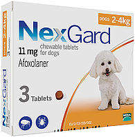 Таблетки NexGard Нексгард від бліх і кліщів для собак S, 2-4 кг, 3 табл.
