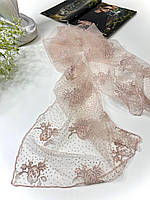 Легкий фатиновый шарф Роза с люрексом 150*45 см пудровый
