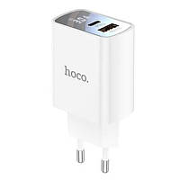 Usb зарядка с дисплеем HOCO DC27 USB Type-C 20W 3A PD QC белая TM, код: 7735733