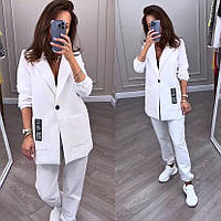 Жіночий брючний костюм | Стильний костюм-двійка | Піджак + брюки костюмна тканина | Норма та батал