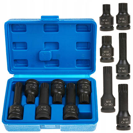 Набір ударних біт SPLINE 1/2" M14-M18 VAG 6 шт S11038, фото 1