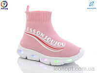 Кроссовки для девочек "Леопард" AX059-111A pink led