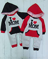 Дитячий комбінезон на кнопках MOM з капюшоном розміри 3-12 міс, колір уточнюйте під час замовлення