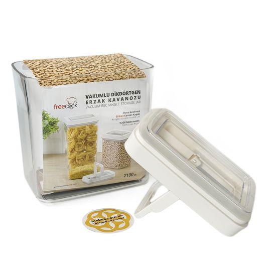Органайзер для зберігання сипучих продуктів вакуумний 2,1 л, пластик OKYANUS, фото 1