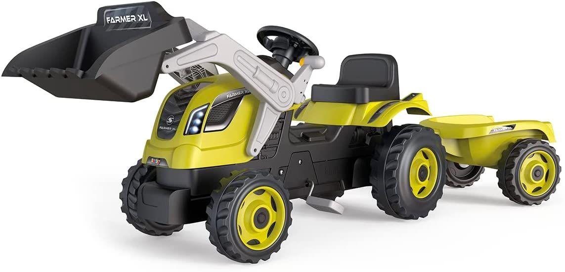 Дитячий трактор на педалях Smoby 710132 з ковшем і причепом
