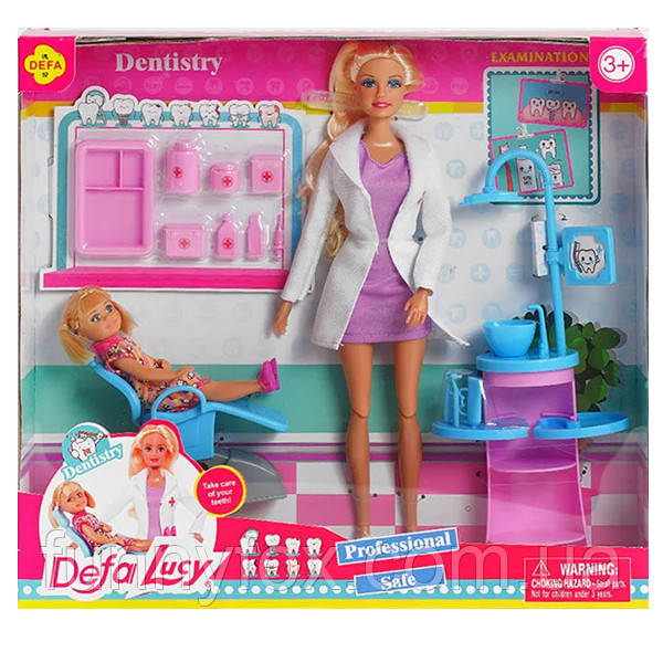 Лялька лікар стоматолог (лялька типу Барбі, маленька лялечка, стоматологічне крісло, аксесуари) 8408