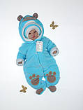 Набір на виписку з пологового 3в1 конверт, комбінезон, шапка для новонародженого демісезонний Панда розмір 56 Lari Бірюзовий, фото 2