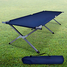 Розкладачка туристична + чохол "Нато"  темно-синій, 180*60*45 см