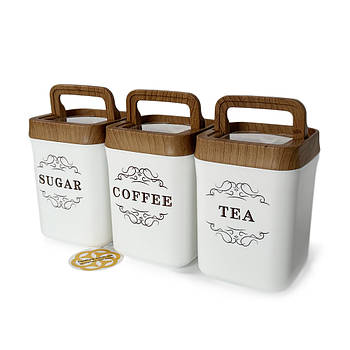 Кухонний комплект контейнерів для зберігання продуктів, 3 шт. на 900 мл, білий OKYANUS