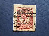 Марка Российская империя 1907 стандарт 3 коп вырезка из почтовой карточки гаш