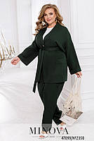 Жіночий брючний костюм із жакетом вільного крою з накладними кишенями з 50 по 68 розмір, фото 5