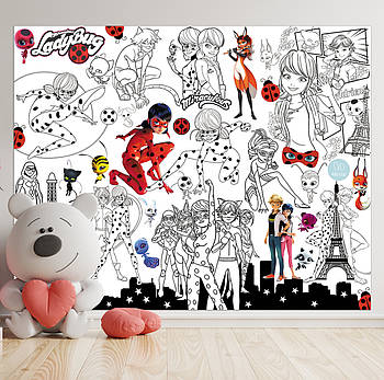 Розмальовка Леді Баг/Lady Bug, Мега велике розмальовка, набір із фломастерами, 120 х150 см