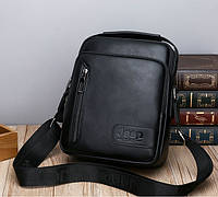 Практичная черная барсетка мужская сумка на плечо, мессенджер сумка планшет экокожа
