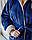 Жіночий махровий халат комбінований з капюшоном комбінований синій з капучіно, фото 3