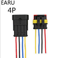 Роз'єм авто герметичний 1.5мм на 4 pin, з кабелем, комплект (штекер та гніздо)