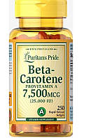 Бета-каротин, Beta-Carotene, Puritan's Pride, 7500 мкг (25000 МО), 250 гелевих капсул (PTP-11223)