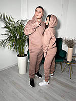 Парные спортивные костюмы Love Story семейный спортивный костюм худи и джоггеры с капюшоном трехнить на флисе 48/52, 42/46, Мокко
