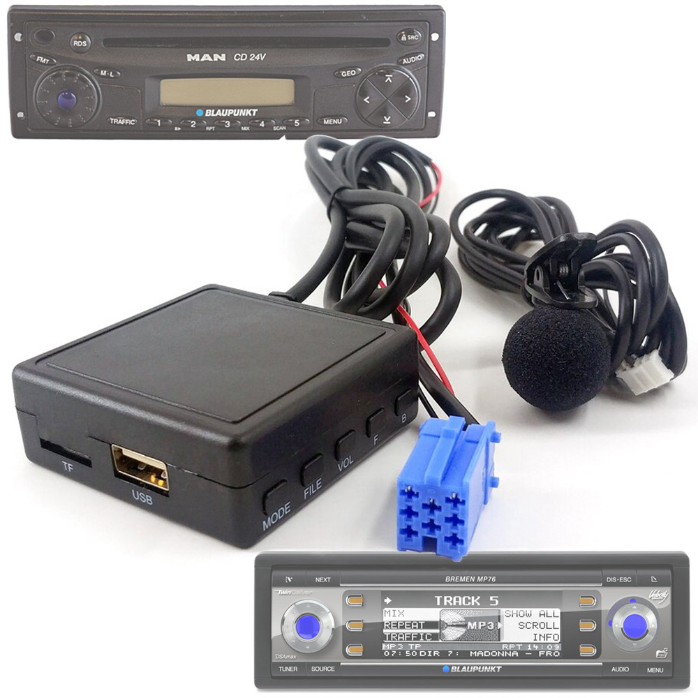 Bluetooth USB AUX гучний зв'язок для Blaupunkt Becker на Mercedes Chevrolet DAF SCANIA IVECO [Bluetooth 5.0]