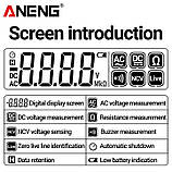 Мультиметр ручка ANENG A3005 Max (DC/AC 600V; 40 МОм; продзвінка, тест діодів) на 4000 відрахувань з NCV і TrueRMS, фото 9