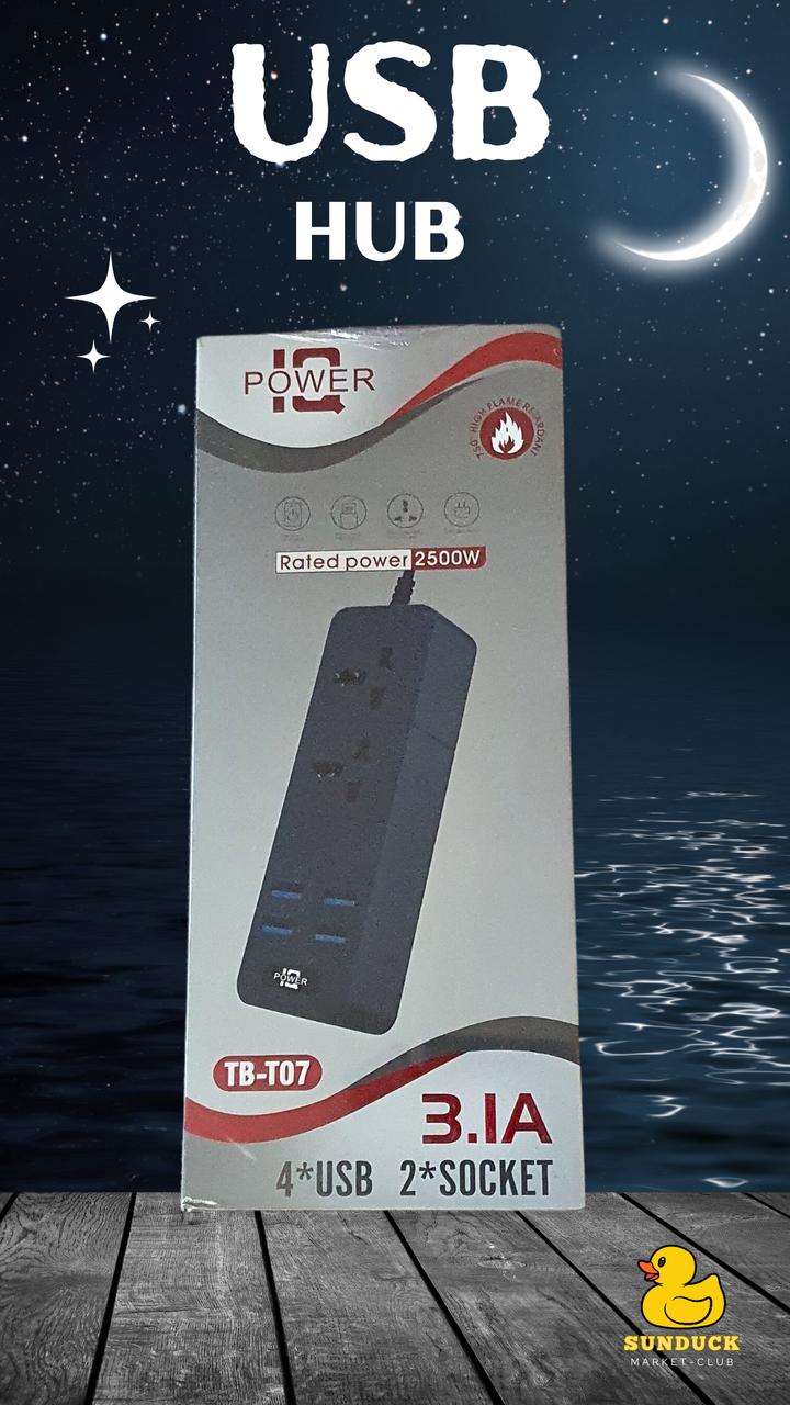 Мережевий фільтр TB-T07 4 USB 2 розетки 3,1А 2 м, фото 1