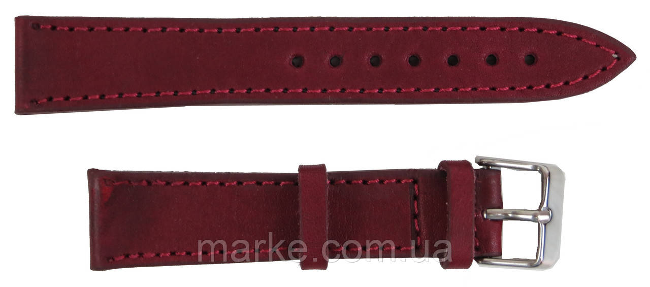 Ремінець для годинника зі шкіри Mykhail Ikhtyar Ш20 мм бордовий (mrk)
