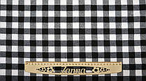 Сорочкова тканина (легка байка) колір чорно-білий принт клітинка (2 см)