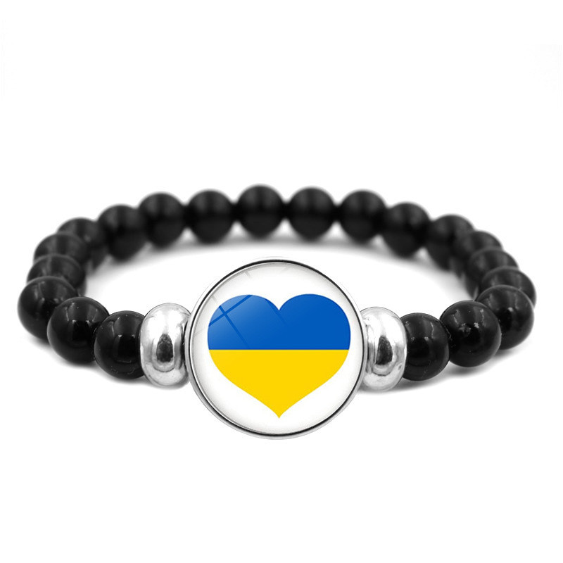 Браслет на руку патріотичний із серцем , браслет чорний ручної работи. Розмір 18-22 см