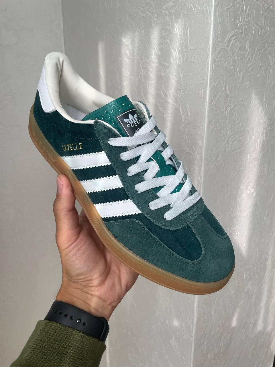 Кросівки чоловічі зелені Adidas x Gucci Gazelle Green (12852)