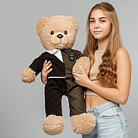 Мягкая игрушка медведь плюшевый Президент мишка в костюме 80 см бежевый