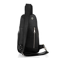 Чёрная сумка слинг из гладкой телячьей кожи Newery N9012GA высокое качество