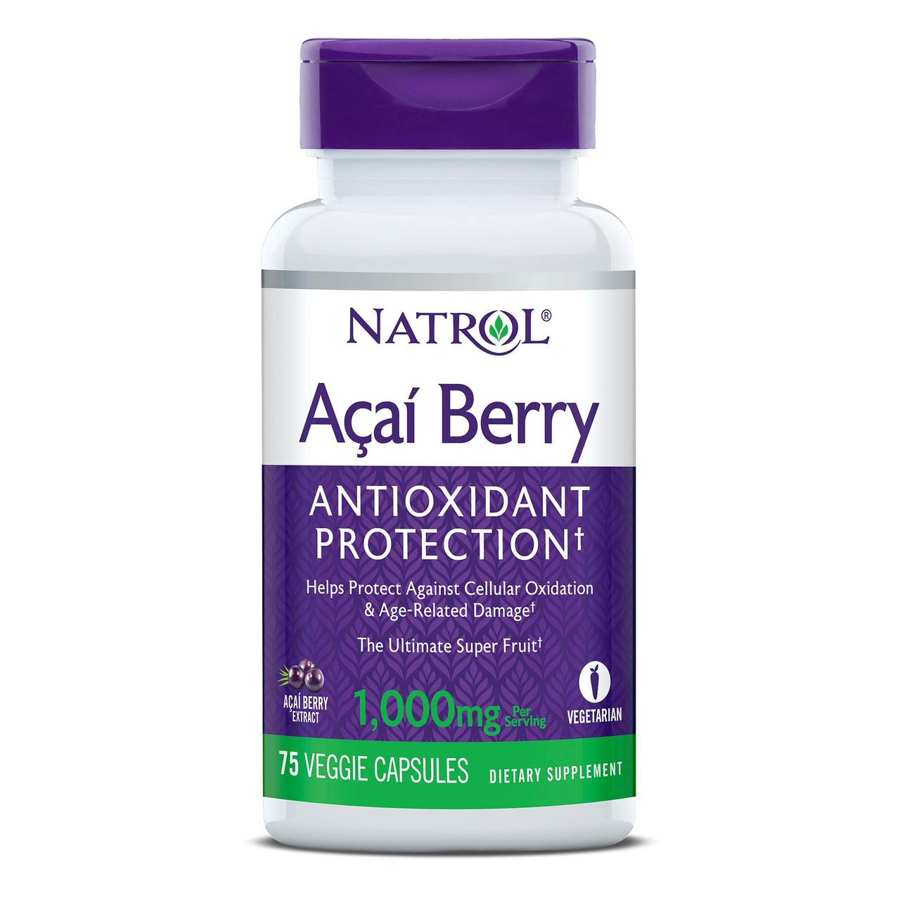 Екстракт ягід асаї Natrol Acai Berry 1000 mg 75 Veggie Caps