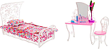 Меблі для барбі Gloria Спальня ліжко зі столиком балдахіном, фото 3